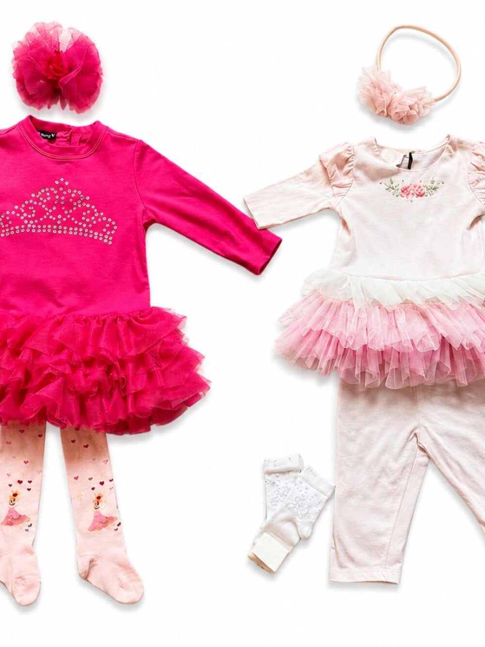 Giftable 7pc Biscotti Pink Cream Tutu Dress Lot 9m NWT Tights Socks Princess
